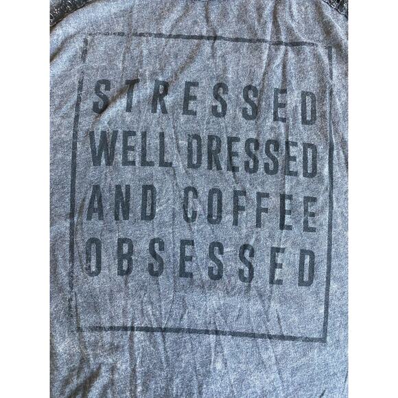 American Age Graphic Tank XS Stressed Well Dressed Coffee Obsessed Quote Top Fun - Picture 7 of 7